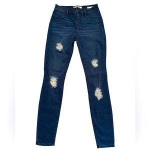 PACSUN Super Stretch Skinny Distressed Jegging Dark Indigo Wash Size 25